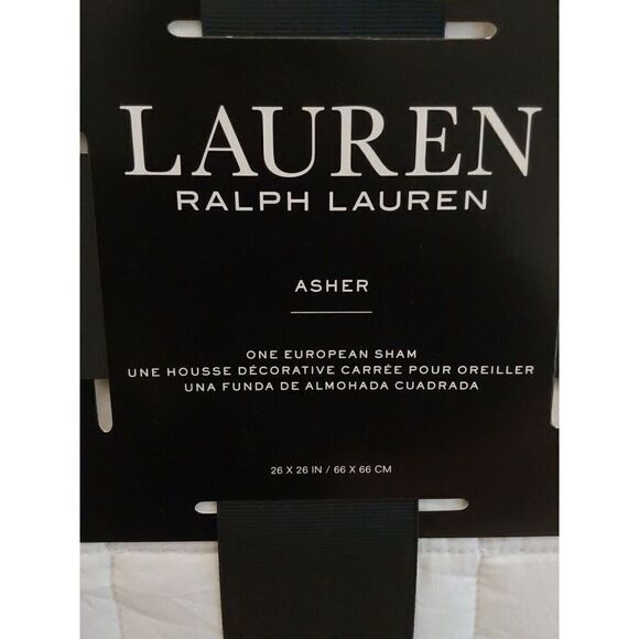 Ralph Lauren ASHER Cotton WHITE Quilted European Euro Sham w/Polyester Fiberfill - Picture 7 of 11